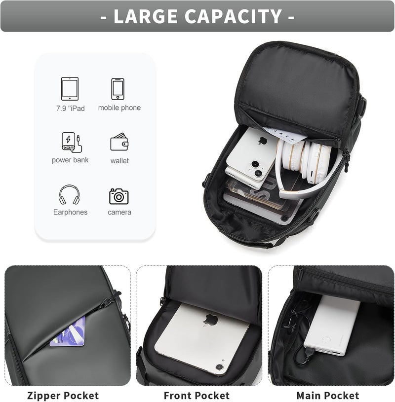 WEPLAN Messenger bag for Men,Small Sling Crossbody Backpack Shoulder Bag for Men Women,canvas Strap Backpack Sling Bag - Image 2